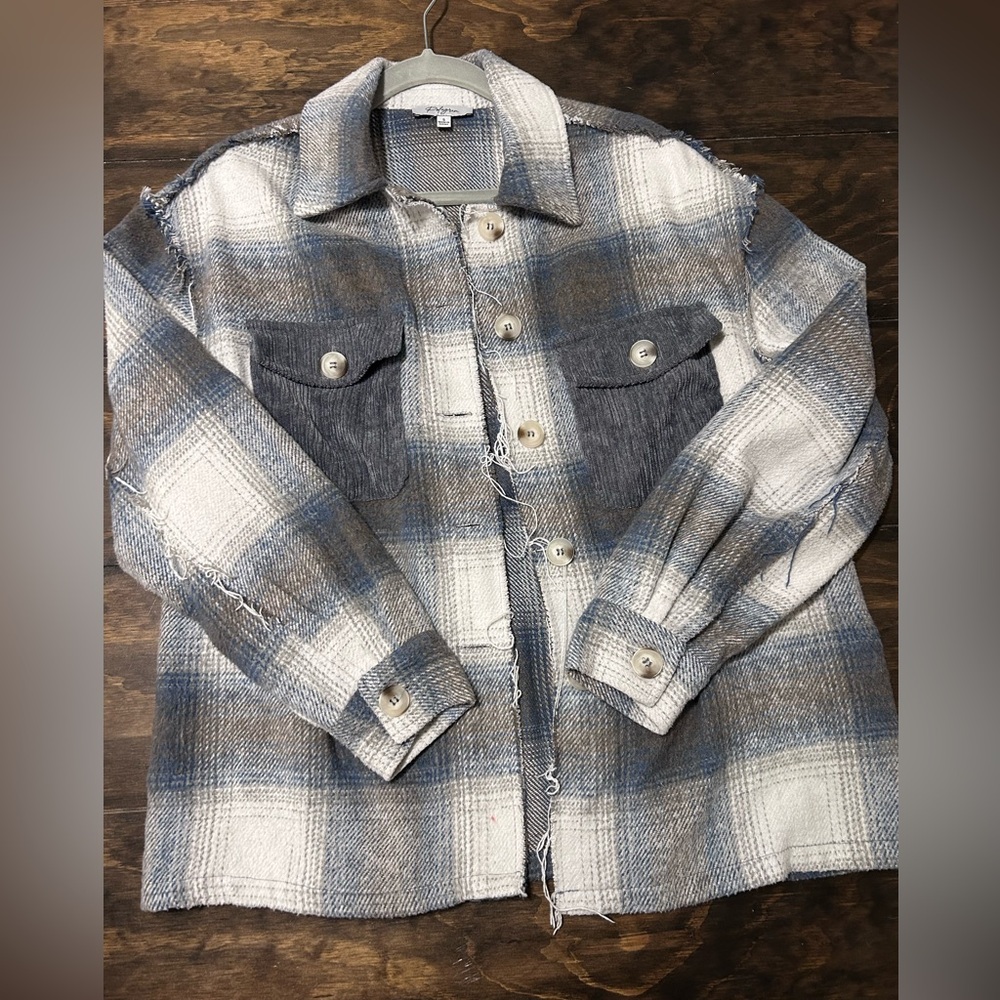 Polagram Plaid Button-Up Shacket